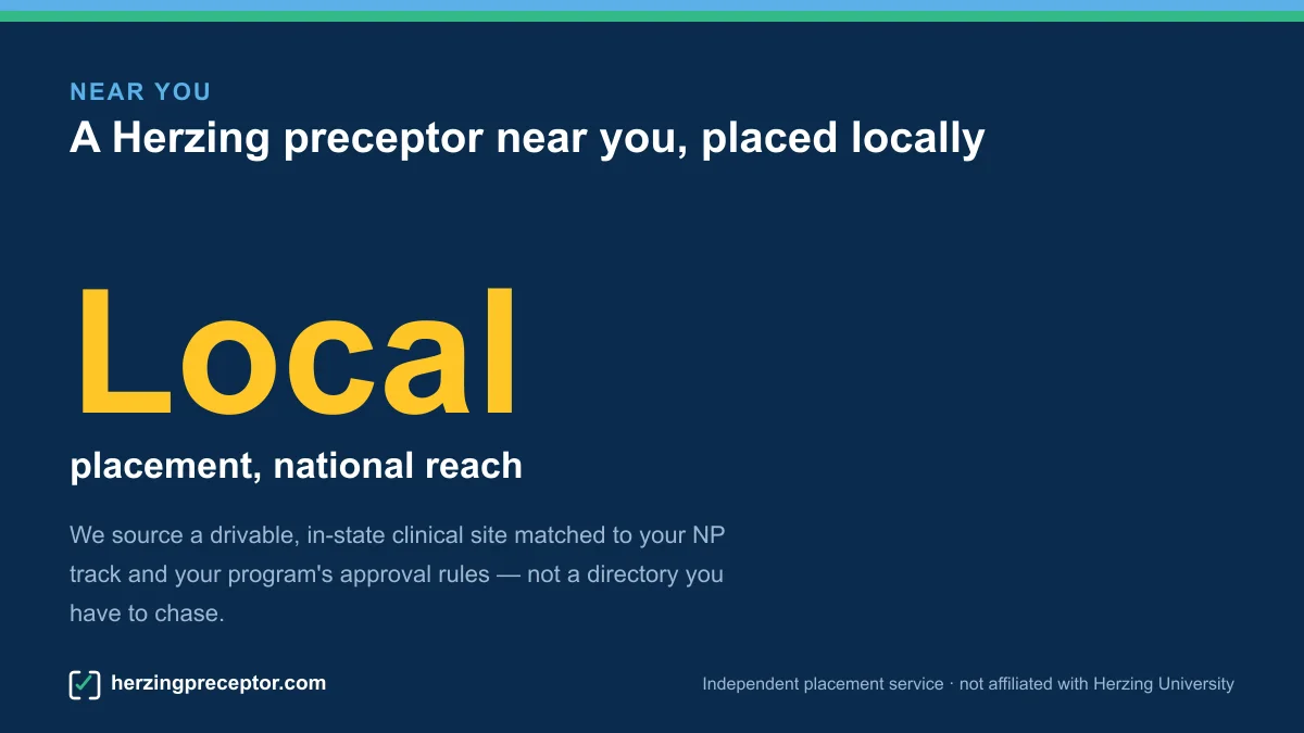 Infographic on local Herzing preceptor placement with national reach